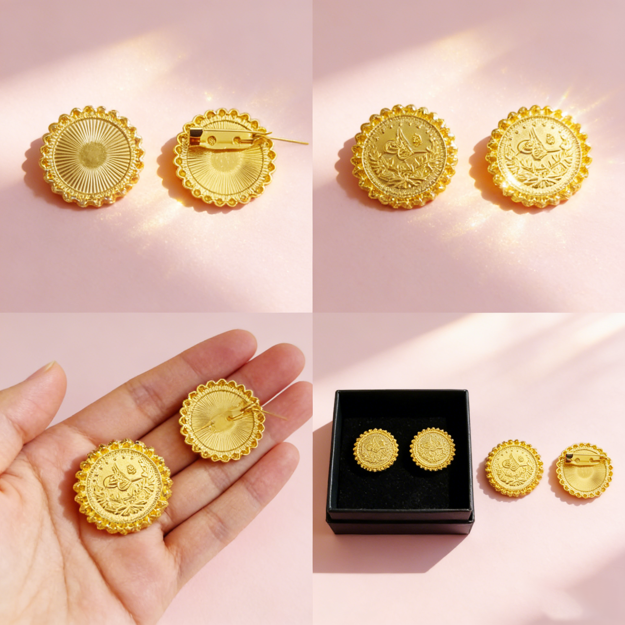 Vintage Fashion Events - Coin Design Women's Brooch Ottoman Pattern