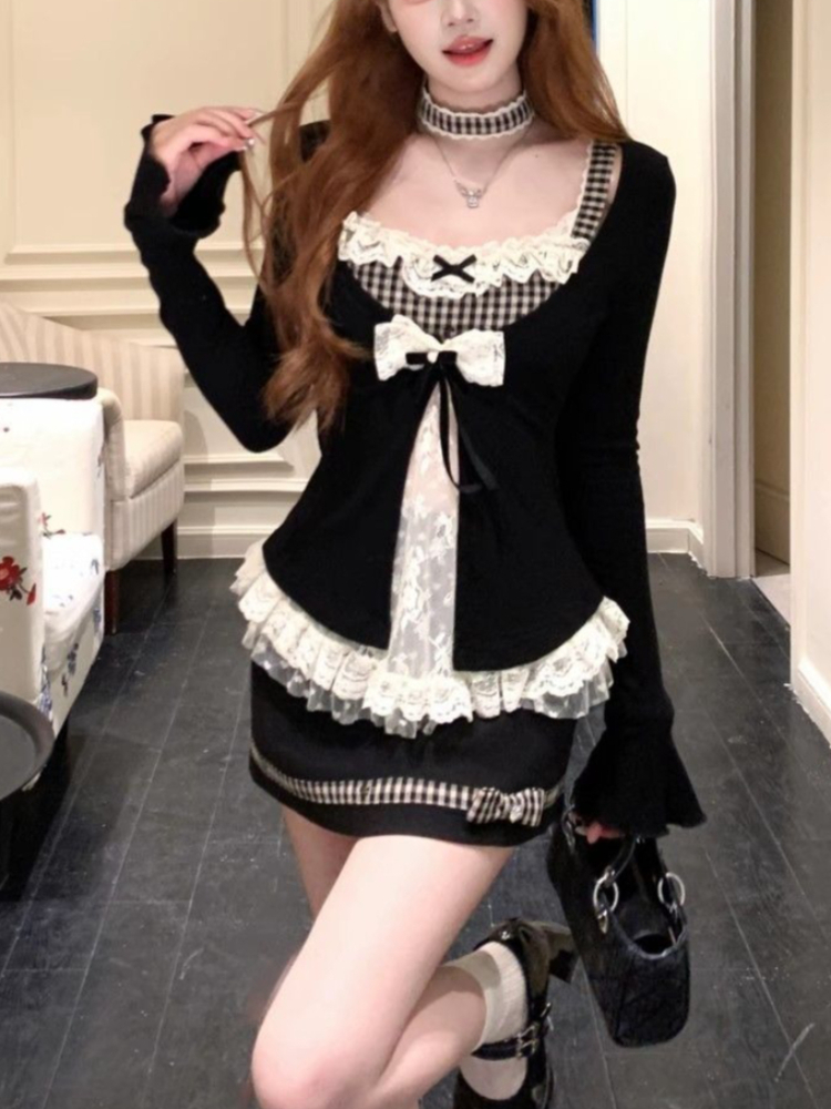 V Vintage Fashion - Korean Style Fashion Y2k Patchwork Fake