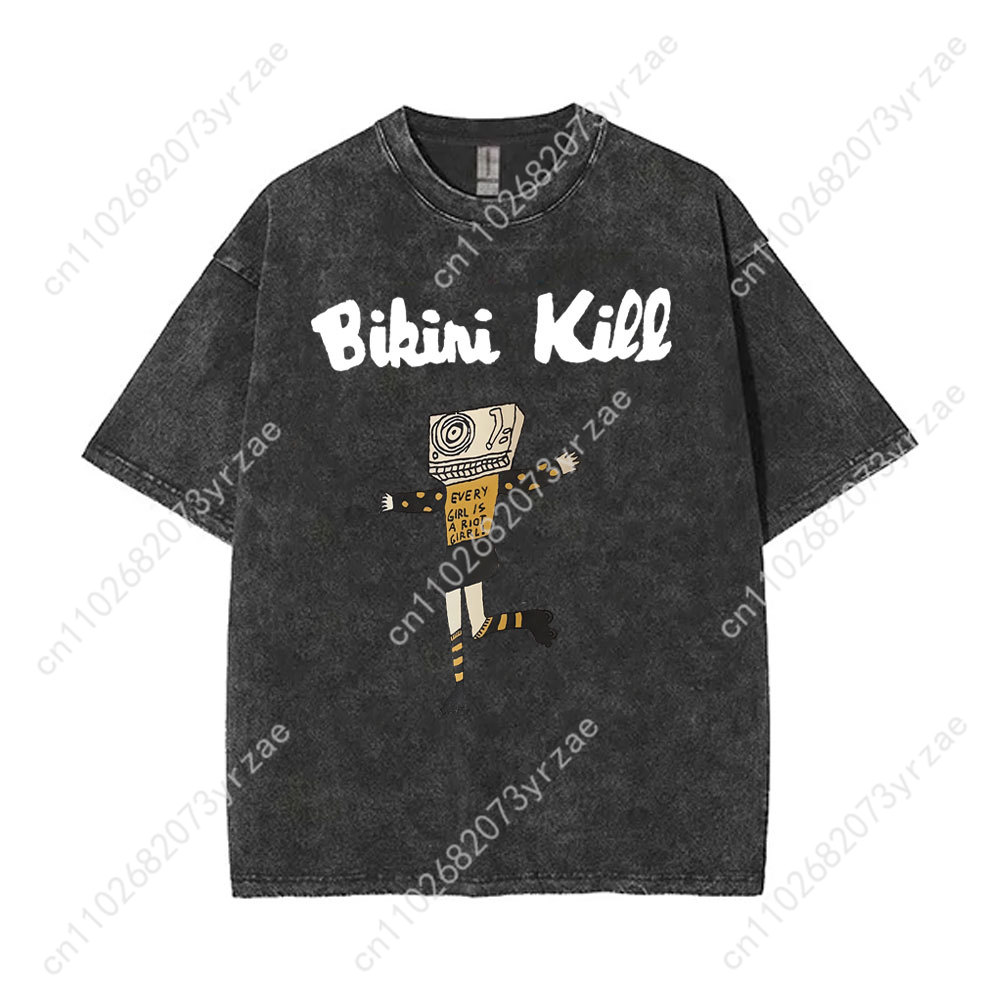 Vintage Fashion T Shirts - Bikini Kill Retro Wash Tshirt Man