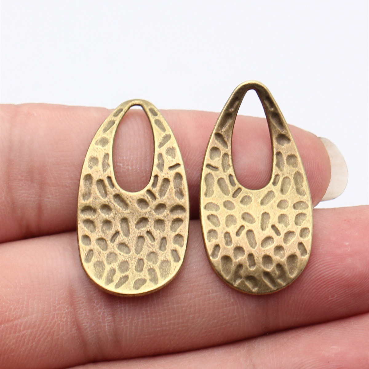 Vintage Fashion Words - 10pcs 34x18mm 5 Colors Hammered Teardrop