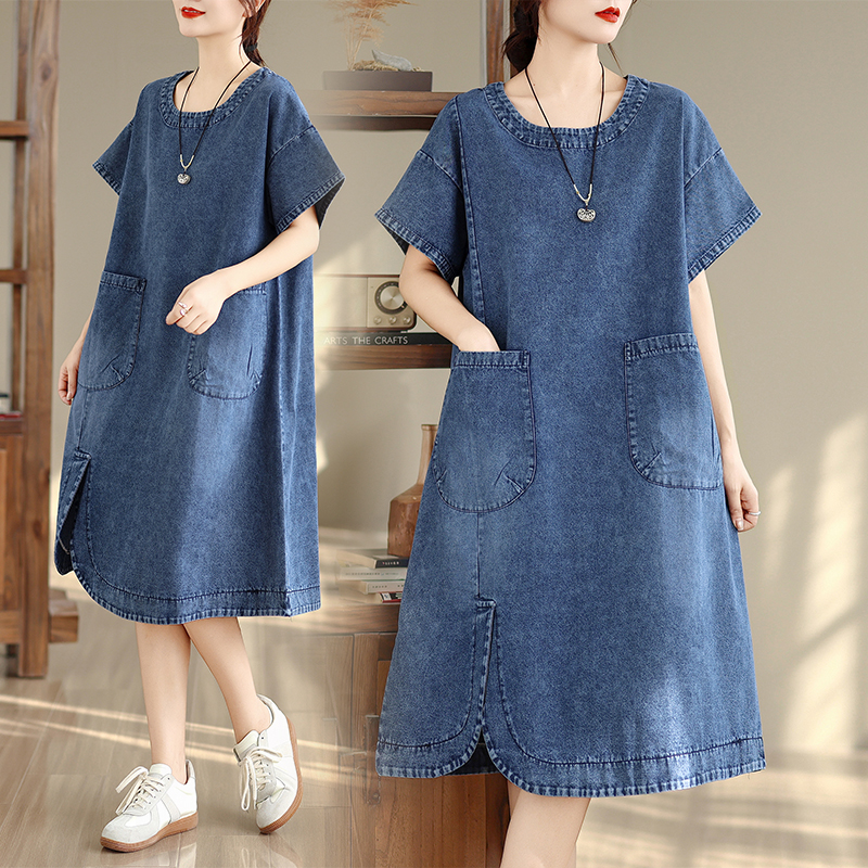 High-End plus Size Midi Dress  - Denim Skirt Midi Vintage recension och pris
