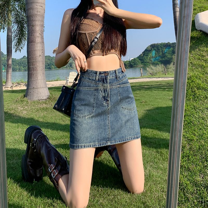 Fashionable and versatile wome - Denim Skirt Midi Vintage recension och pris