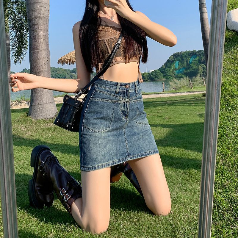 Fashionable and versatile wome - Denim Skirt Midi Vintage recension och pris