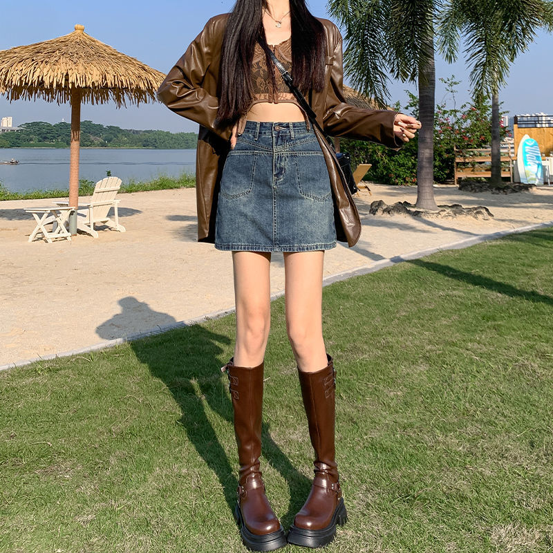 Fashionable and versatile wome - Denim Skirt Midi Vintage recension och pris