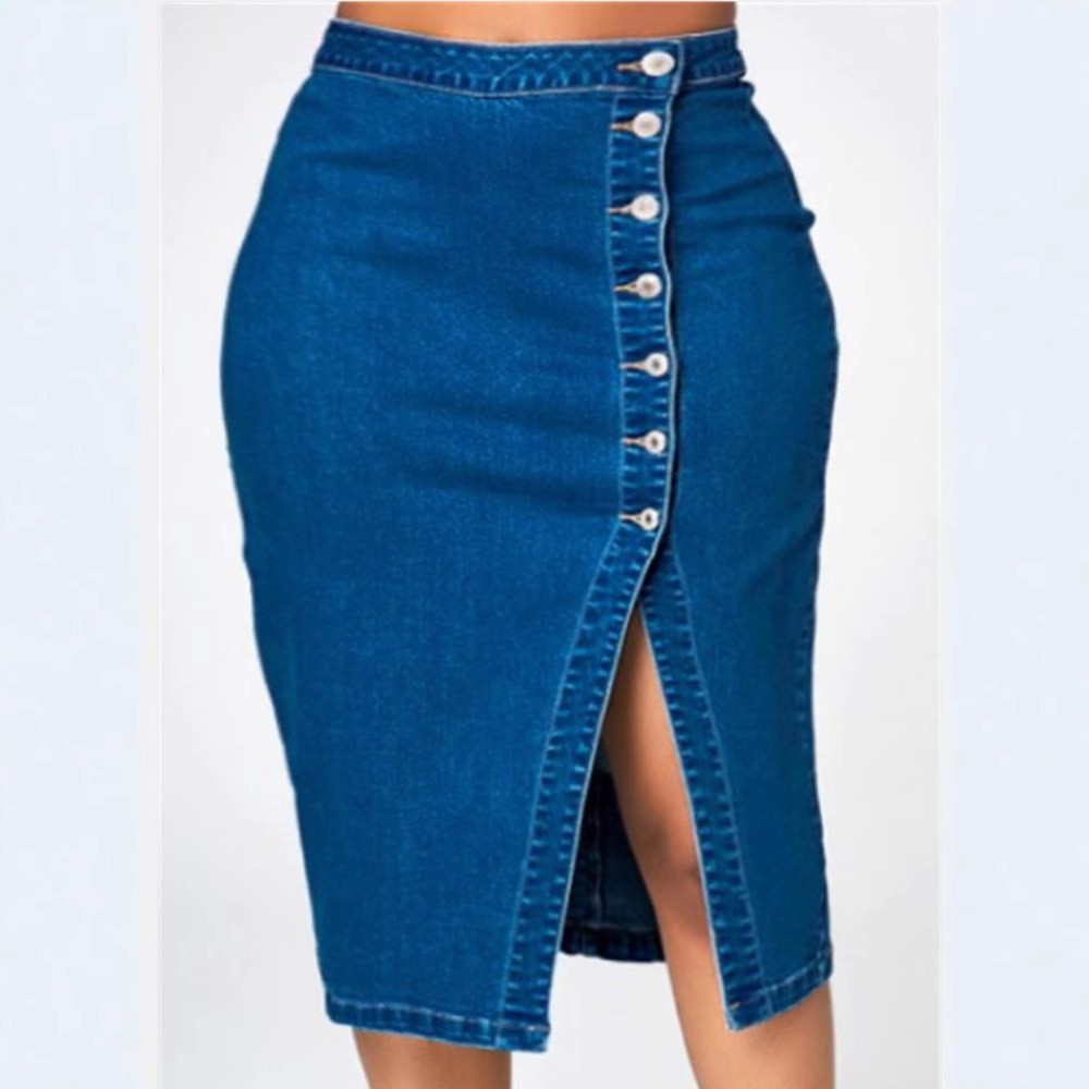 Summer Women's Clothing High S - Denim Skirt Midi Vintage recension och pris