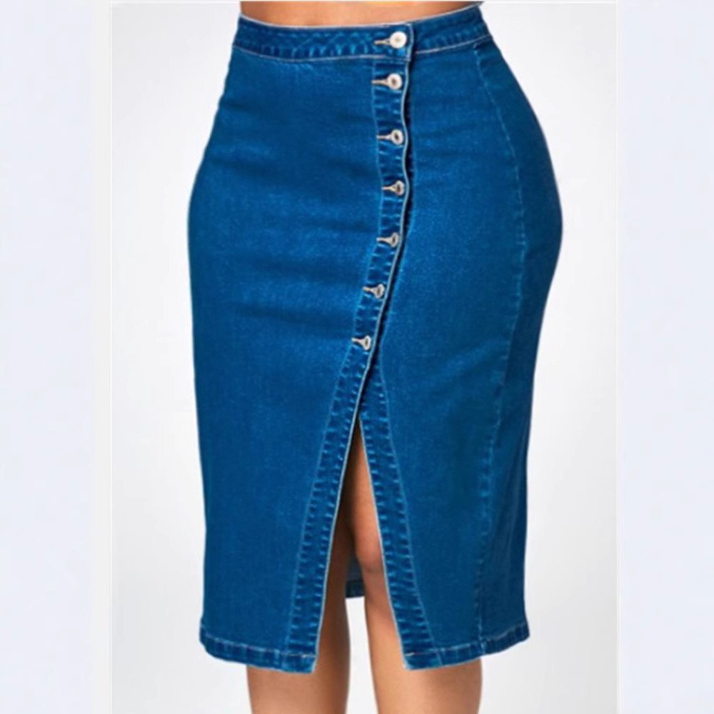Summer Women's Clothing High S - Denim Skirt Midi Vintage recension och pris