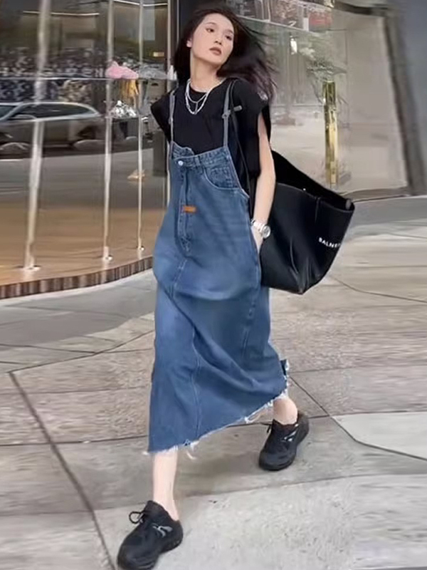Vintage American Denim Overall - Denim Skirt Midi Vintage recension och pris