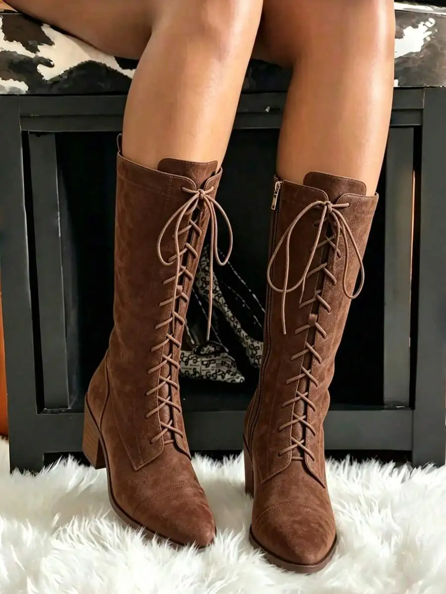 Womens Black Leather Mid Calf  - Vintage Zipper recension och pris