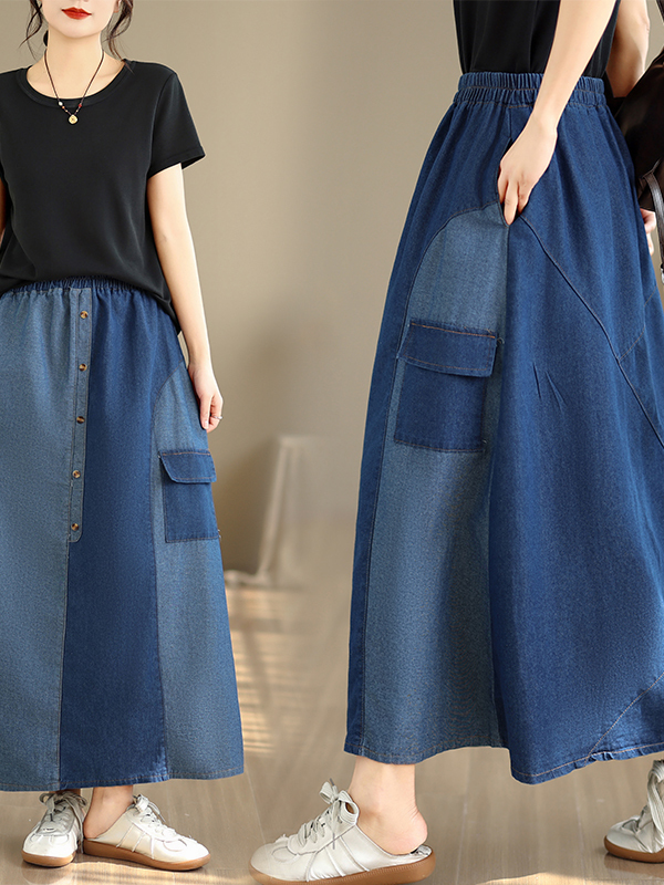 Loose Casual Denim Skirt Women - Denim Skirt Midi Vintage recension och pris