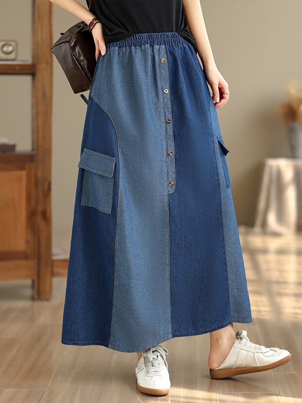 Loose Casual Denim Skirt Women - Denim Skirt Midi Vintage recension och pris
