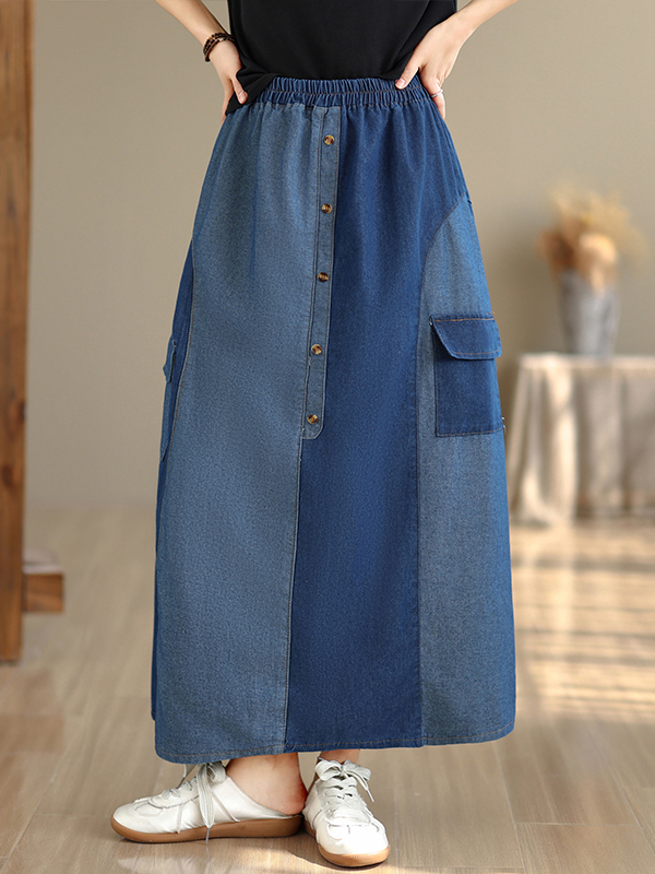Loose Casual Denim Skirt Women - Denim Skirt Midi Vintage recension och pris