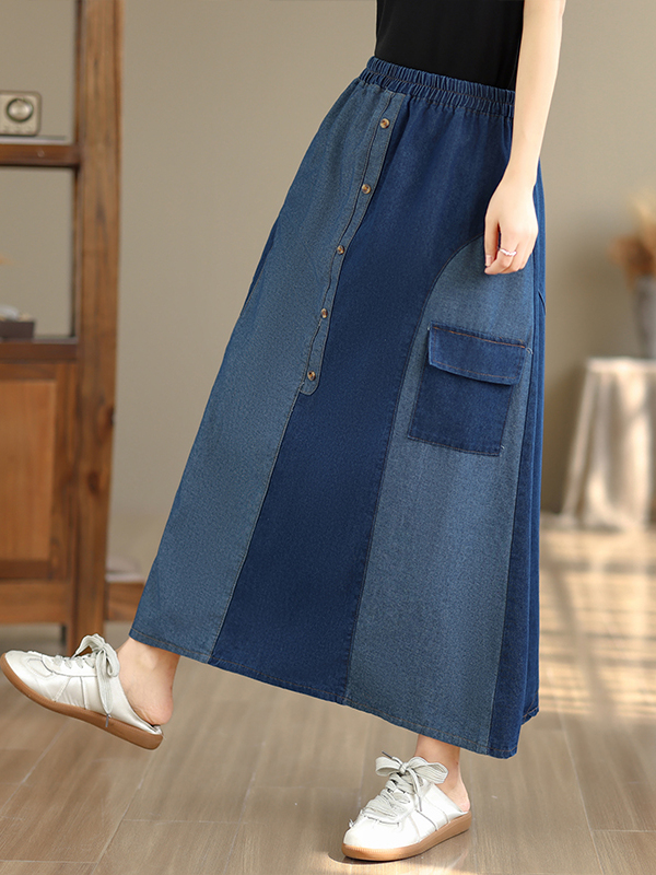 Loose Casual Denim Skirt Women - Denim Skirt Midi Vintage recension och pris