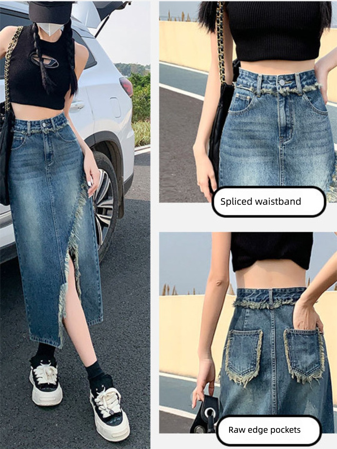Women's High Waist Denim Skirt - Denim Skirt Midi Vintage recension och pris