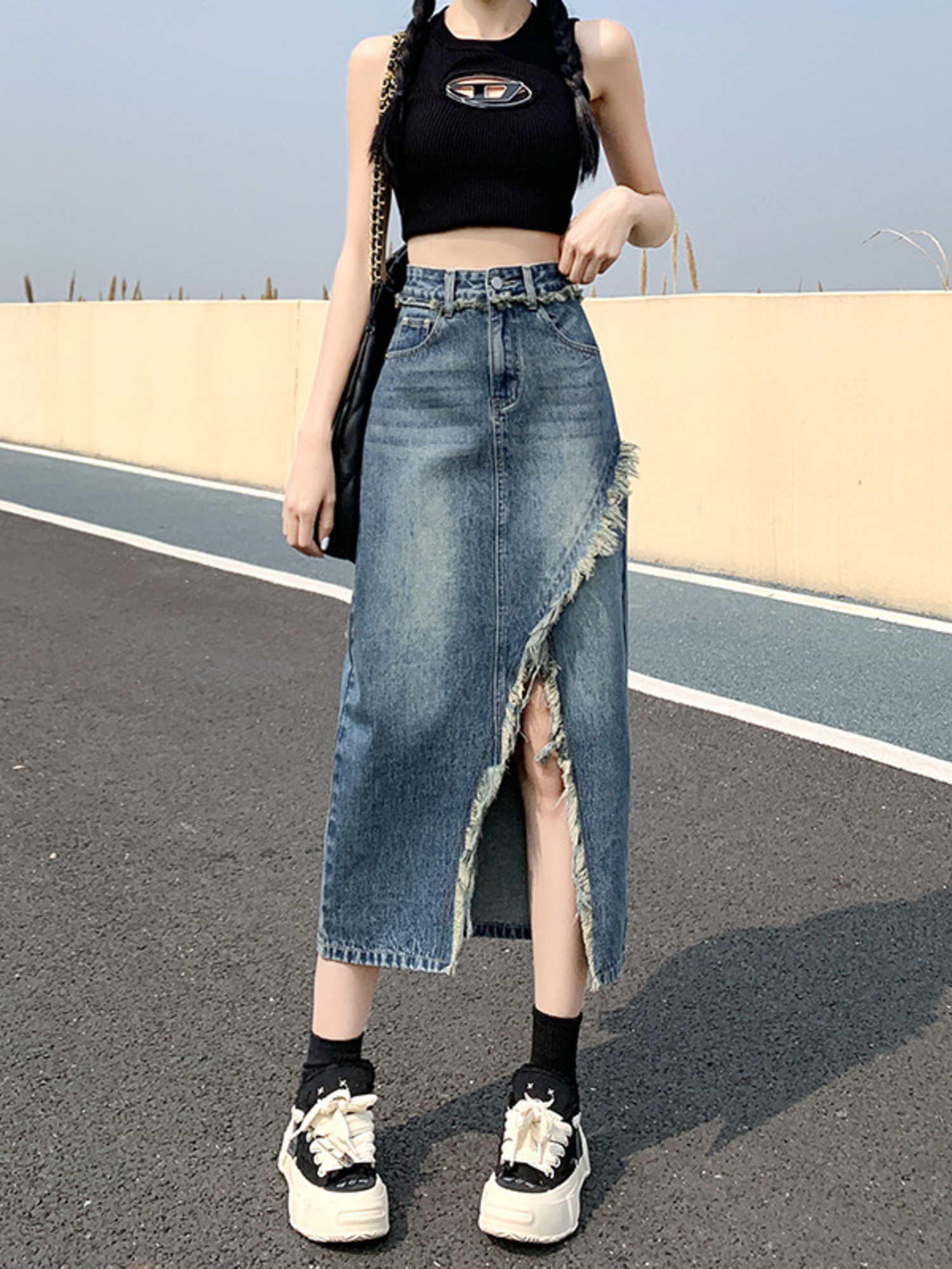 Women's High Waist Denim Skirt - Denim Skirt Midi Vintage recension och pris