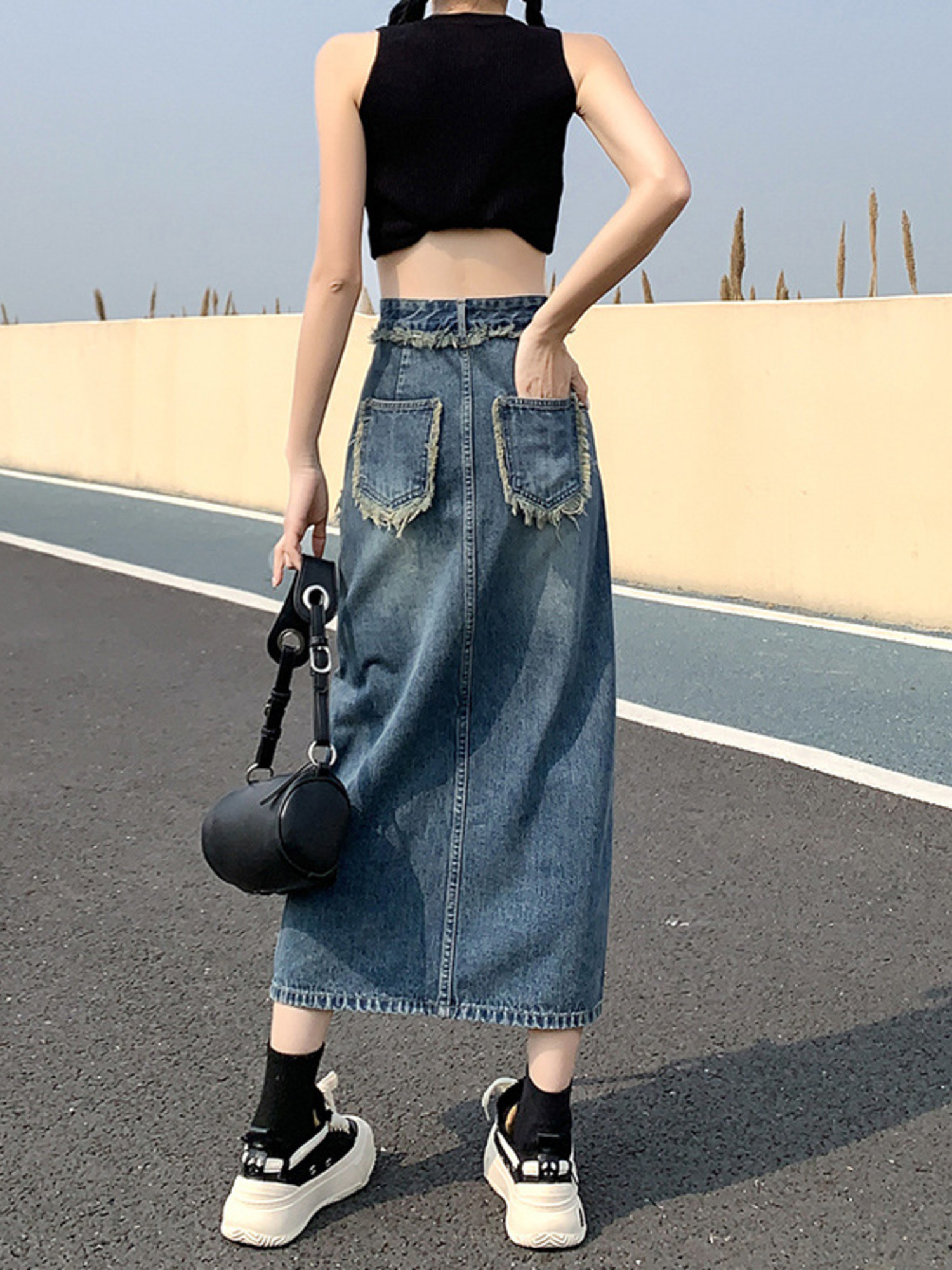Women's High Waist Denim Skirt - Denim Skirt Midi Vintage recension och pris