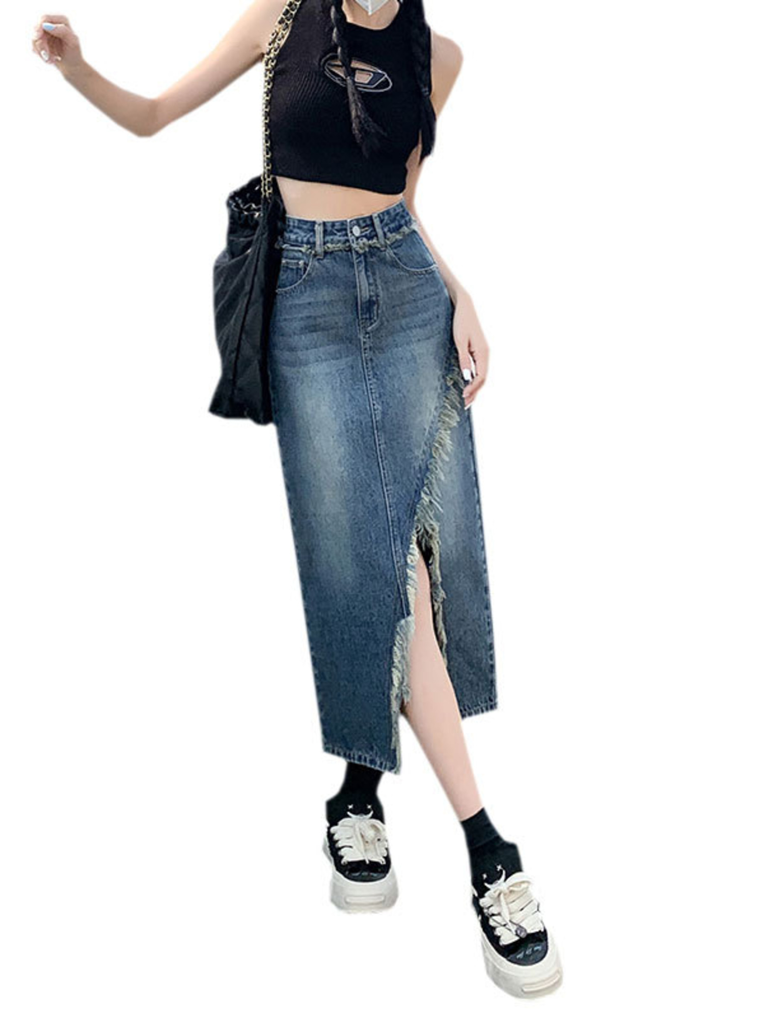Women's High Waist Denim Skirt - Denim Skirt Midi Vintage recension och pris