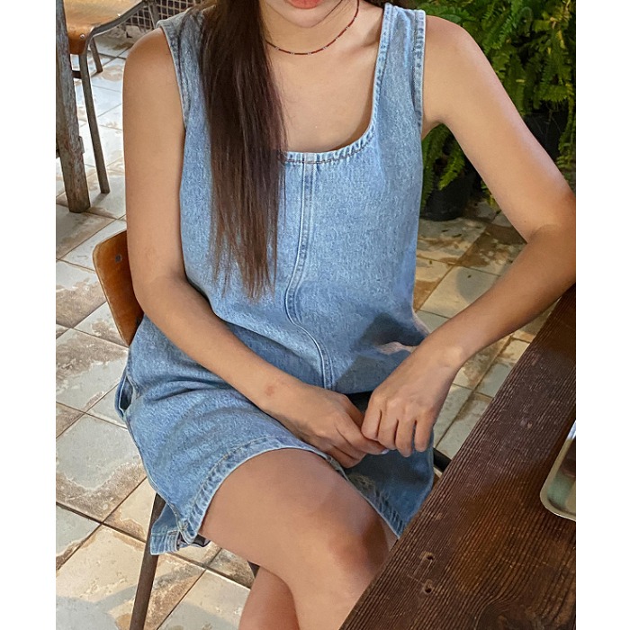 Sleeless Back Zipper Side Slit - Denim Skirt Midi Vintage recension och pris