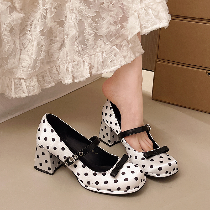 Vintage Thick Heel Polka Dot W - Vintage Fashion Ladies recension och pris