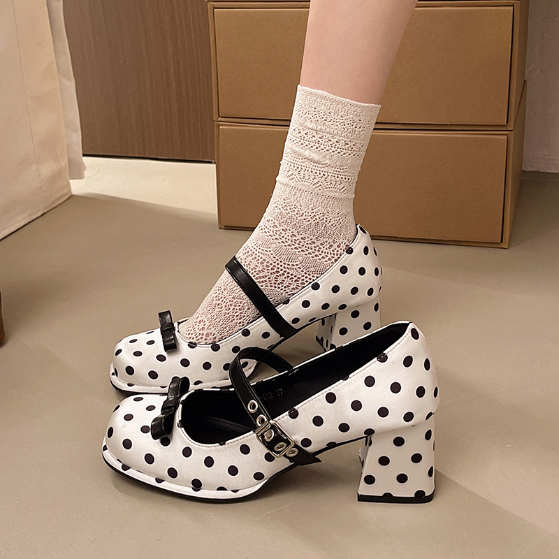 Vintage Thick Heel Polka Dot W - Vintage Fashion Ladies recension och pris
