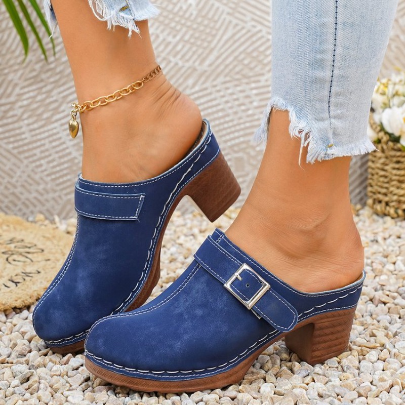 Women's Slip-On Mules Block He - Vintage Fashion Ladies recension och pris