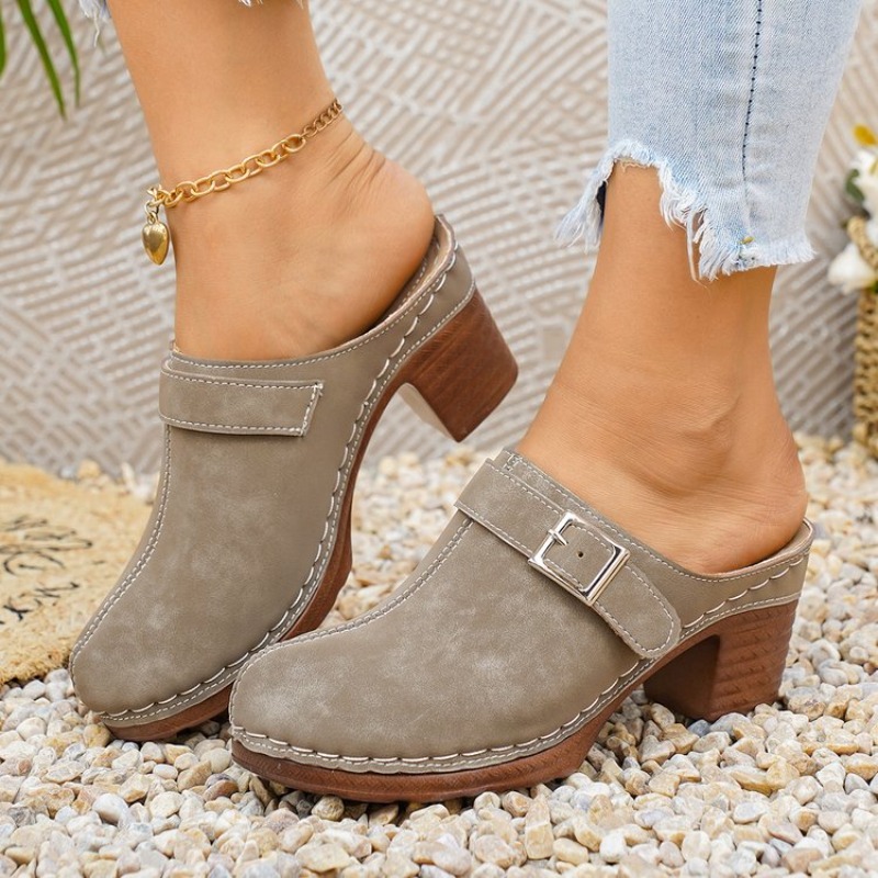 Women's Slip-On Mules Block He - Vintage Fashion Ladies recension och pris