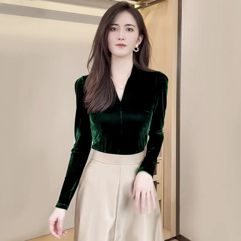 Fashion elegant V-neck long sl - V Vintage Fashion recension och pris