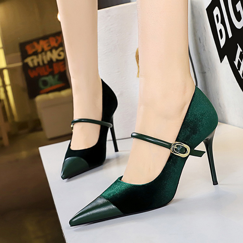 Women Vintage Green Suede 7cm  - Vintage Fashion Ladies recension och pris