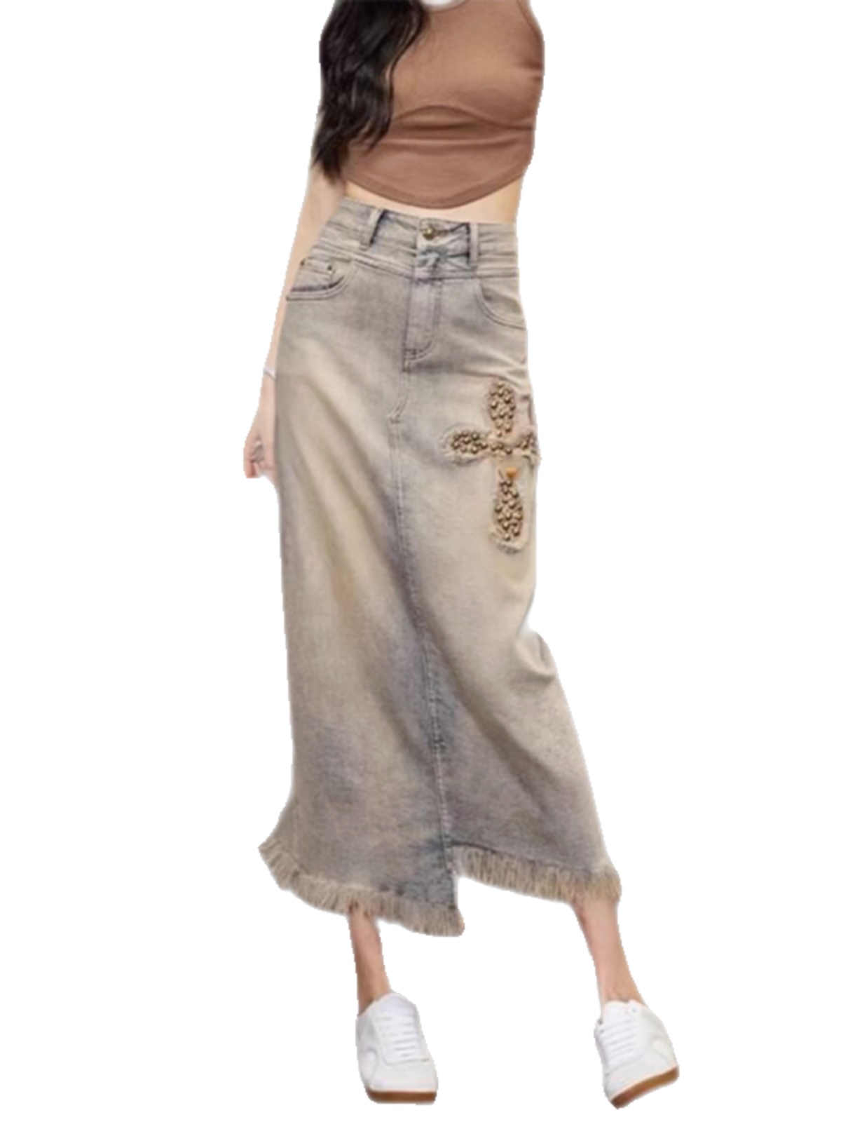 Ladies High Waist Denim Midi S - Denim Skirt Midi Vintage recension och pris