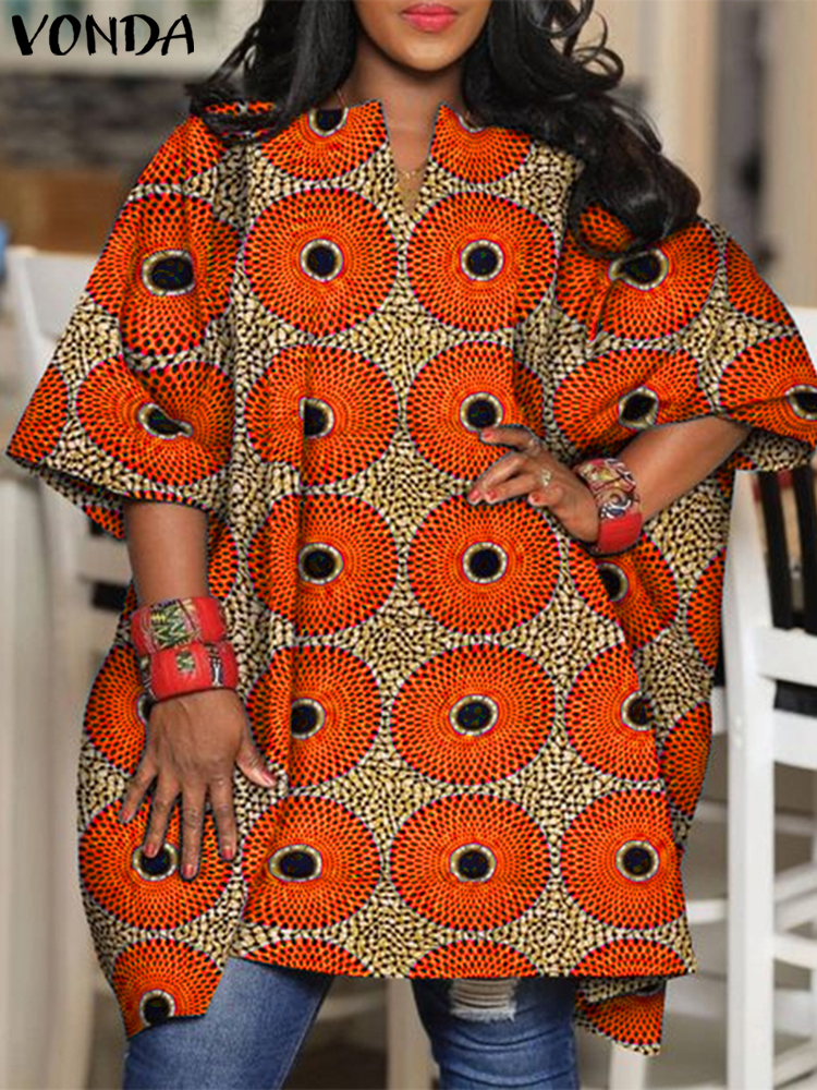 Plus Size 5XL VONDA Women Blou - V Vintage Fashion recension och pris