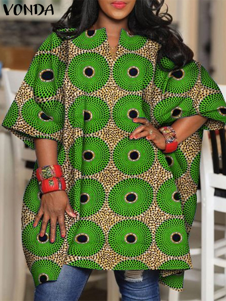 Plus Size 5XL VONDA Women Blou - V Vintage Fashion recension och pris
